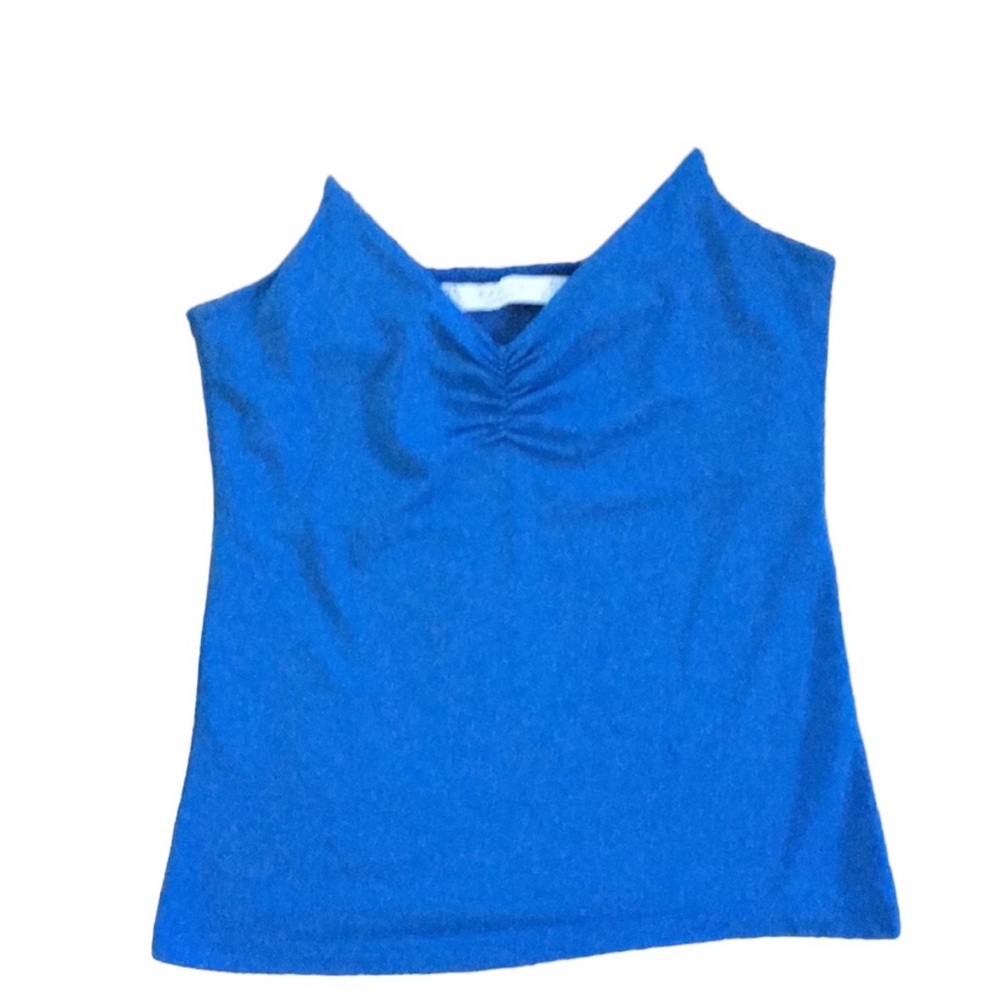 Blue tank with spaghetti straps